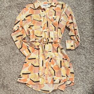 Fate Multicolor Geometric Long Sleeve Dress